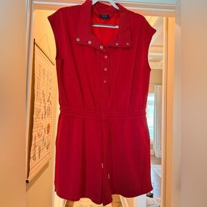Sleeveless Red Drawstring Romper